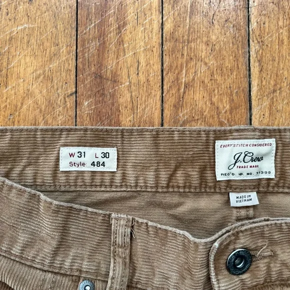 J. Crew Men’s Tan Corduroy Slim Fit Pants 31 x 30 Fall 2024 - Picture 3 of 8